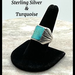 Lot 212- Sterling Silver With Turquoise Ring Size 9