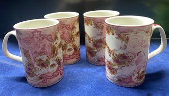 Lot 85 - Pretty In Pink Floral Tea Cups Set Of 4  - Royal Doulton 'afternoon Tea' Expressions