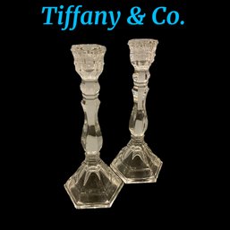 Lot 18- Tiffany & Co. Signed Crystal Candle Sticks