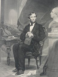 Lot 36SES - President Abraham Abe Lincoln Etching Print Antique Ephemera 1862