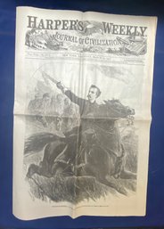 Lot 31SES - Antique 1864 Harpers Weekly Journal Of Civilization Newspaper Very Good Condition