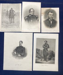 Lot 34SES - Collection Of Antique Etching Prints Civil War - General Grant - Union Volunteer Soldier