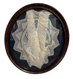 Lot 73 - 19th Century Hand Crochet Wall Art In Curved Glass Antique Frame