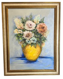 Lot 75- Stunning - Large Floral Still Life Original Oil On Canvas In Vintage Frame - Signed Sweedler