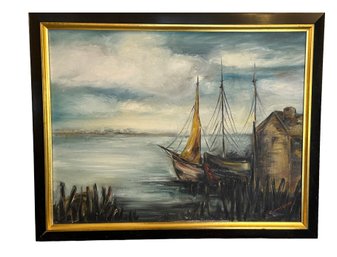 Lot 76- Large Nautical Schooners Original Oil On Canvas - Signed A Sweedler