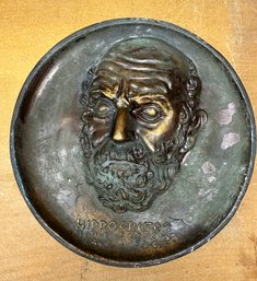 Lot 205 - Mid Century Cast Metal Hippocrates Father Of Medicine Brass With Patina Wall Plaque
