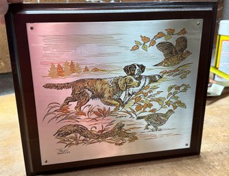 Lot 210- Currier And Ives Ruffed Grouse Reed & Barton Metal Etching -Hunting Dogs Numbered 22/2500