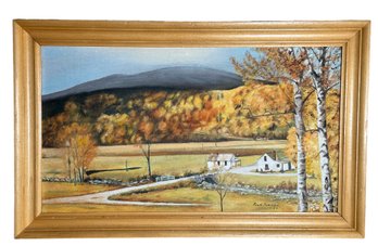 Lot 301SES- Country Fall Landscape Scene Framed Original Art - Signed In 1960