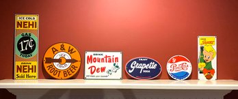 Lot 167 - Ande Rooney Porcelain Enamel Advertising Signs 1990s - Soda Pepsi A&W Mountain Dew