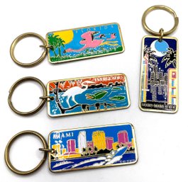 Lot 16 - Vintage 1980'S Collection Of 4 Florida Keychains - Miami Beach & Everglades