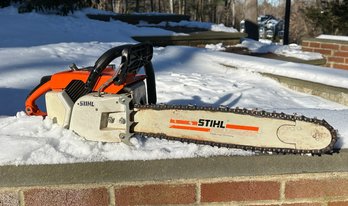 Lot 328 - Stihl Chain Saw Electronic Quickstep Rollomatic - Made In West Germany With Carry Case