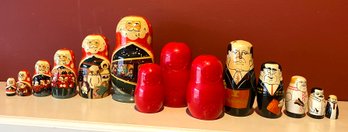 Lot 248 - Collection Of 3 Nesting Dolls Russia, Santa Christmas