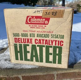 Lot 346 - NEW In Box Coleman Deluxe Avocado Green Portable Kerosene Camp Catalytic Heater - Adjustable Temp