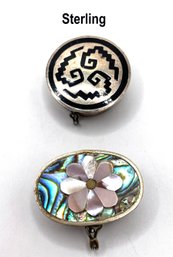 Lot 49 - Lot Of 2 Sterling Silver Mother Of Pearl  Pill Boxes