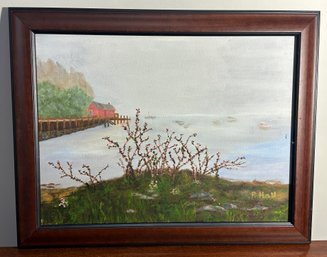 Lot 301-  Vintage Original Painting By P Hall - Seascape - Rockport
