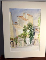 Lot 308-  Vintage Watercolor Mediterranean Cityscape, Landscape - Unframed Painting