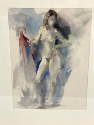 Lot 62 - Signed Watercolor On Paper - Nude Woman Model 19x24 Trish Holiday?