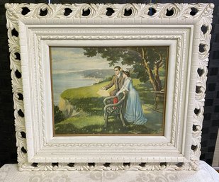 Lot 22 - Victorian Couple Romantical Ornate Frame With Glass 32x28 - Art Litho