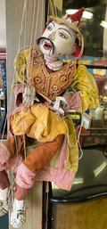 Lot 150 - Antique Carved Wood Marionette Puppet Asian Jester 24 Inch