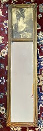 Lot 151 - Antique Victorian Long Narrow Mirror Carved Wood Frame 36x39