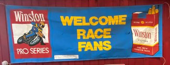 Lot 153 - 9 Feet Vintage Winston Cigarette Advertising Rally Race AMA Banner 1980 9 Foot 8 Inch