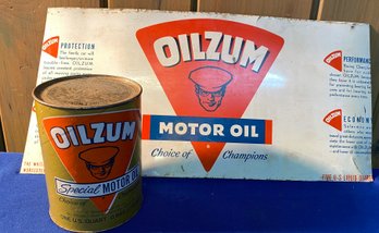 Lot 155 - Oilzum Motor Oil New Old Stock Composite Can - Tin Signage Can Wrap