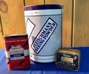 Lot 161 - Vintage  Tin Can Lot - Automobile AND Furniture Polish - Cobalt And White