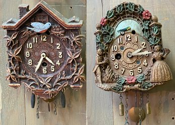 Lot 165 - 2 Small Mini Cuckoo Clocks Keebler & Lux