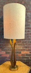 Lot 37 - MCM Sculpted Wood Table Lamp