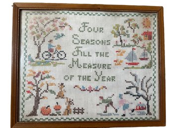 Lot 318- Four Seasons Cross Stitch Sampler - Fall - Winter - Spring - Summer