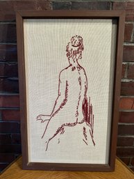 Lot 42  - Mid Century Nude Woman Embroidery