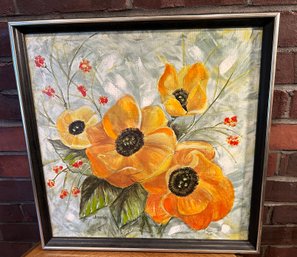 Lot 46 - Original Floral Art Painting By Donna - Orange Poppies