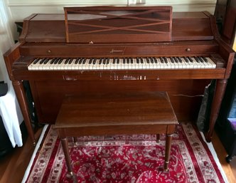Lot 301 - Vintage Baldwin Acrosonic Apartment Sized Upright Piano With Bench