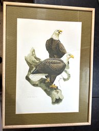 Lot 329 - Large American Bald Eagles Original Watercolor By David Plank 1974 - Wildlife Art