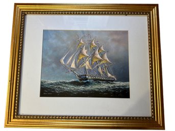 Lot 333 - USS Constitution - Sail Clipper Tall Ship Reproduction Print By Robert Rasche - Rough Seas