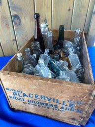 Lot 51 - Large Lot Of Antique Vintage Bottles And Wood Crate - Advertising
