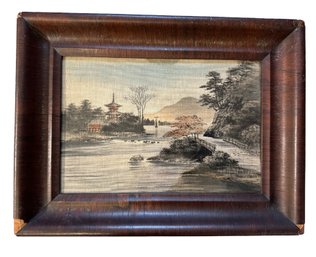 Lot 343 - Antique Asian Art - Chinese Landscape Painting On Textured Material