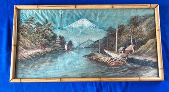 Lot 56 - Vintage Asian Silk Embroidery - Bamboo Frame