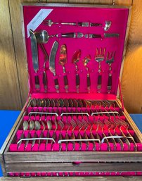 Lot 104- 1972 Thai Lapidary Anant Brass Flatware Settings For 12 In Box - 143 Pieces