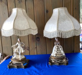 Lot 64 - Two Victorian Lamps In Need Of Some Love Lady & Gentleman