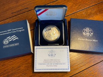 Lot 117- 2007 Jamestown 400th Anniversary Silver Dollar Proof Commemorative Coin In Box