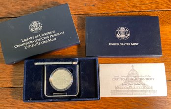 Lot 125- 2000 Library Of Congress Silver Dollar Proof Coin In Box