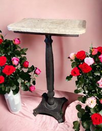 Lot 239-  Antique Wooden Pedestal Marble Top Table