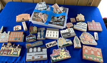 Lot 200 - 1990s The Cat's Meow Collection Of Wood Block Village Series Houses