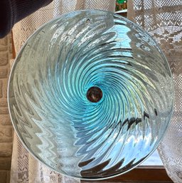 Lot 369 - Cape Cod Hand Made Art Glass Circular Pairpoint Crystal Aqua Blue Window Decor 8 Inches