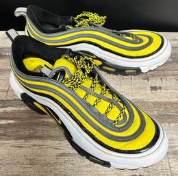 Lot 38KR - NICE! Nike Air Max Plus 97 Frequency Pack Mens Sneakers - Back & Yellow - Size 11.5