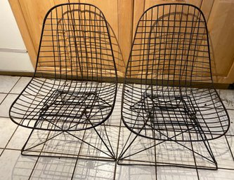 SES Lot 7 - Pair Of Mid Century Wire Frame Eames Childs Chairs