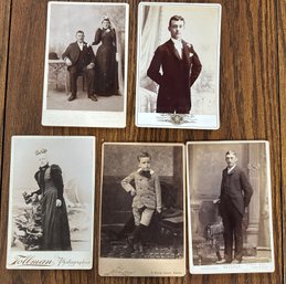Lot 392 - 5 Antique Photos On Card Stock - Child - Woman - Men - Couple