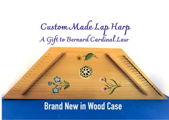 Lot 291-  Custom Made Unique Lap Harp Gift To Bernard Cardinal Law - 1988- In Oak Case