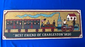 Lot 59 - Painted Original Art On Plywood Charleston - Train In Countryside